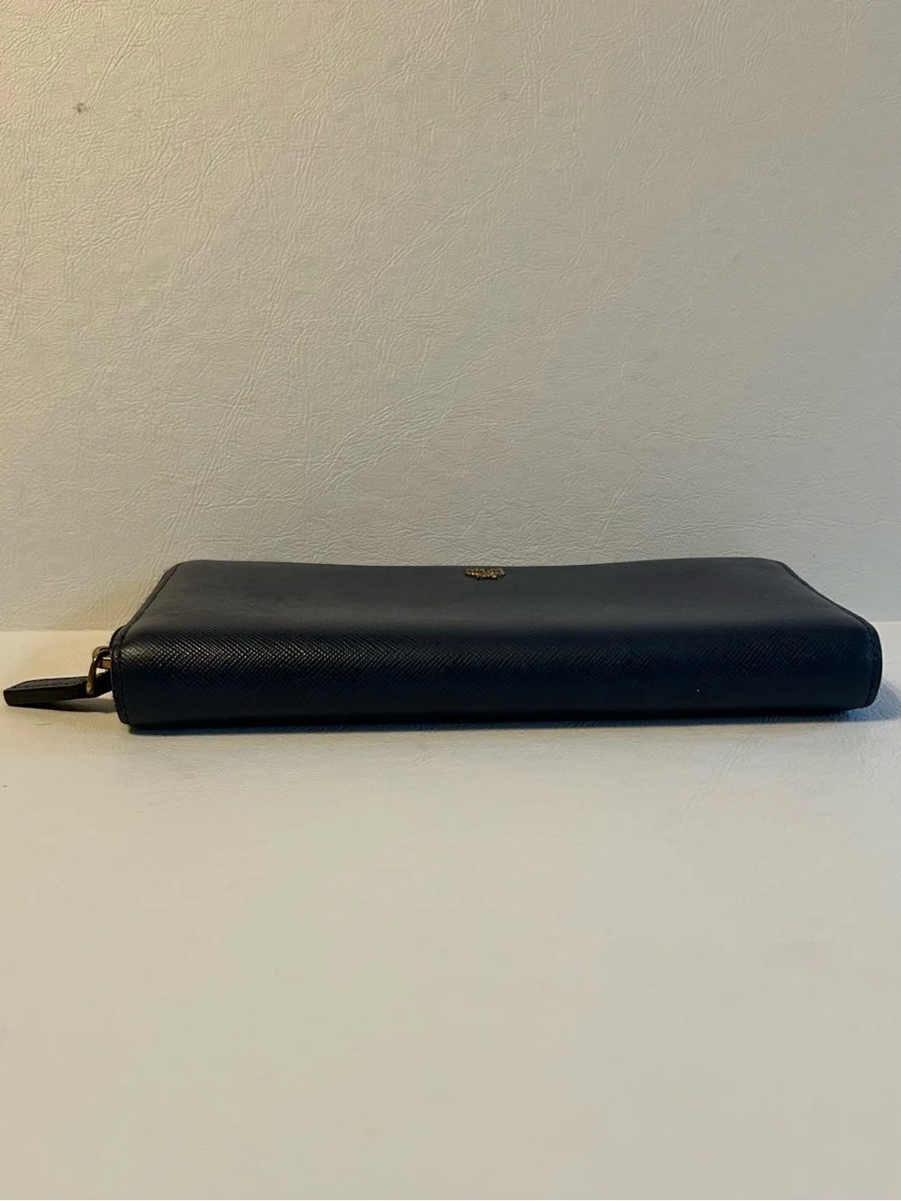 MCM Blue Saffiano Zip-Around Wallet with Gold Logo - Picture 5 of 6
